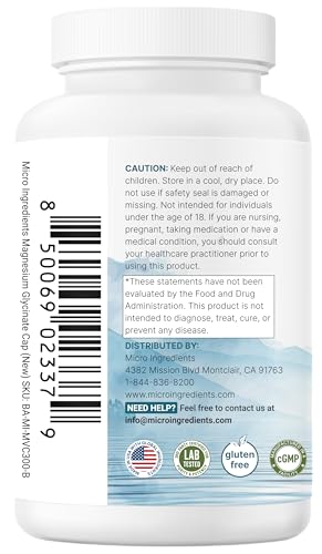 Micro Ingredients Magnesium Glycinate 1,000mg, 300 Capsules — view 8