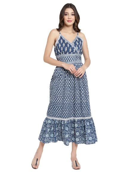SAVICotton Printed Strappy Flared Dress