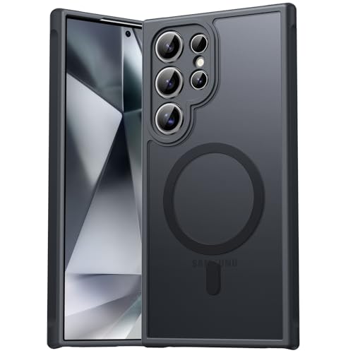 EASDNB für Samsung Galaxy S24 Ultra Hülle für Magsafe Magnetisch Handyhülle für S24 Ultra Hülle Kameraschutz Stoßfeste Kratzfeste Durchscheinende Schutzhülle für Samsung S24 Ultra Case Schwarz