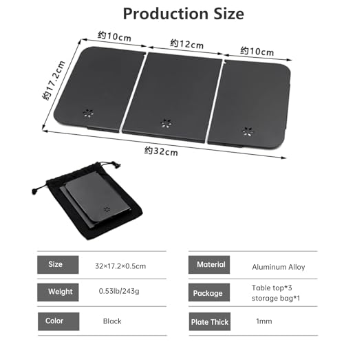 Tioneer Ultralight Aluminum Alloy Table Top Compatible for Stanley Lunch Box 10qt(9.4L) Black Metal Top Plate Hammertone Camping Accessories - Thumbnail 3