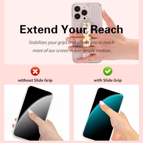 Image of Weewooday 6 Pieces Phone Grip Holder Cell Phone Grip Strap Telescopic Finger Strap Stand Universal Finger Kickstand for Most Smartphones(Soft Color,Floral)