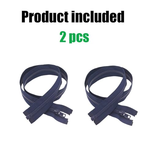 Image of YaHoGa 2PCS #5 15 inch Separating Jacket Zippers for Sewing Coats Jacket Zipper Replacement Plastic Zippers Bulk (15 inch Navy Blue)