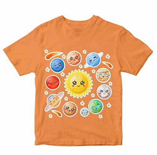 Image of Boys' Regular Fit T-Shirt Kawaii Solar System 100% Cotton Boy's Girl's Unisex Fit T-Shirt