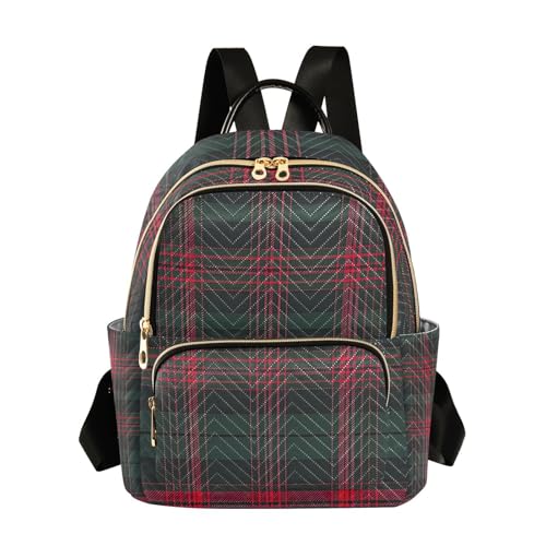 YETTASBIN Fashion Quilted Mini Backpack for Women & Girls - Buffalo Plaid Lightweight Casual Travel Daypack, M(14L)