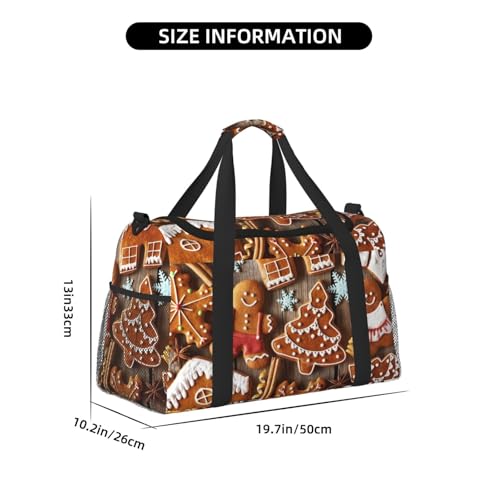 cute cookies man print Large Canvas Travel Duffel Bag Weekender Bags for Women Overnight Bag Carry On Tote Bag4