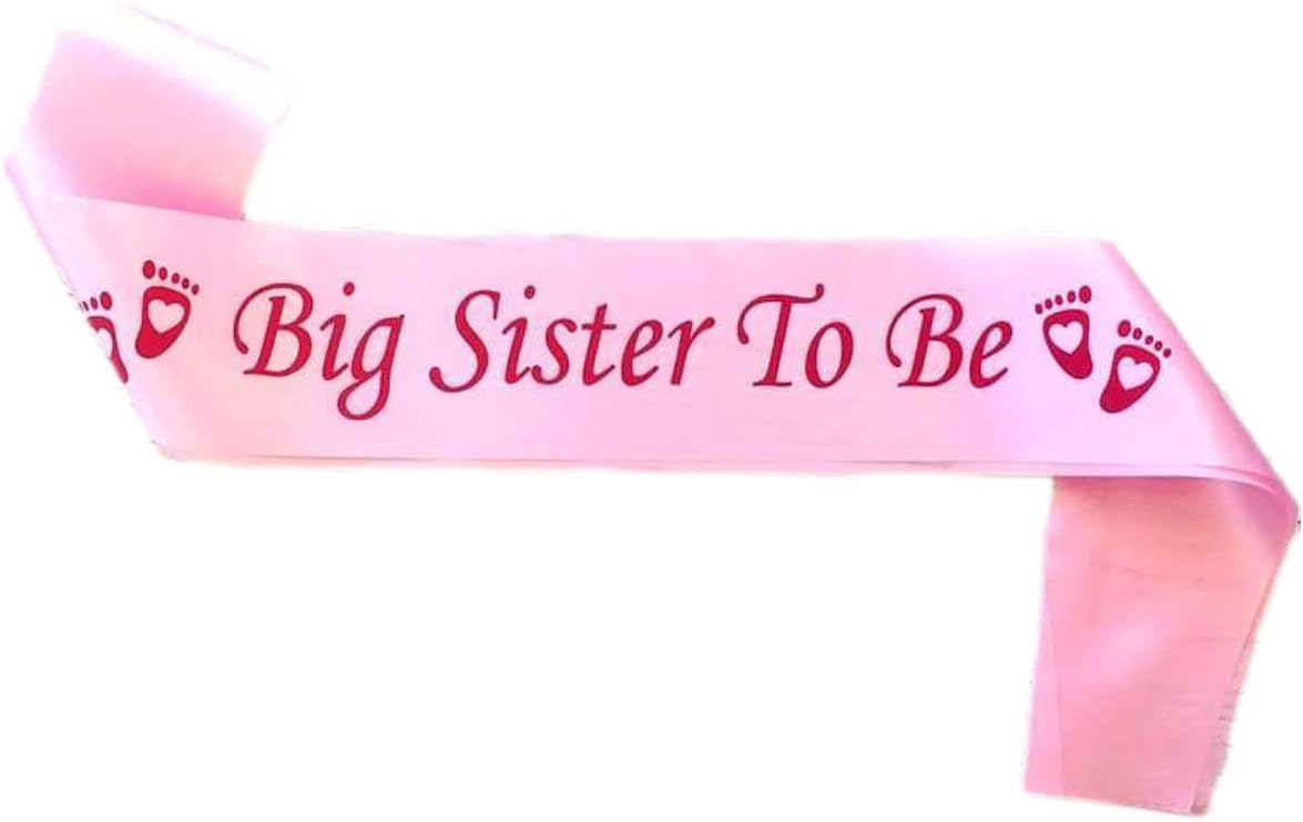 Big Sister to Be Sash Pink, Satin Baby Shower Decorations, Gifts for Her, Sash Bundles Daddy - Big Sister - Grandma - Nanny - Auntie to Be Sash, 3 Colours (Pink, Blue, White)