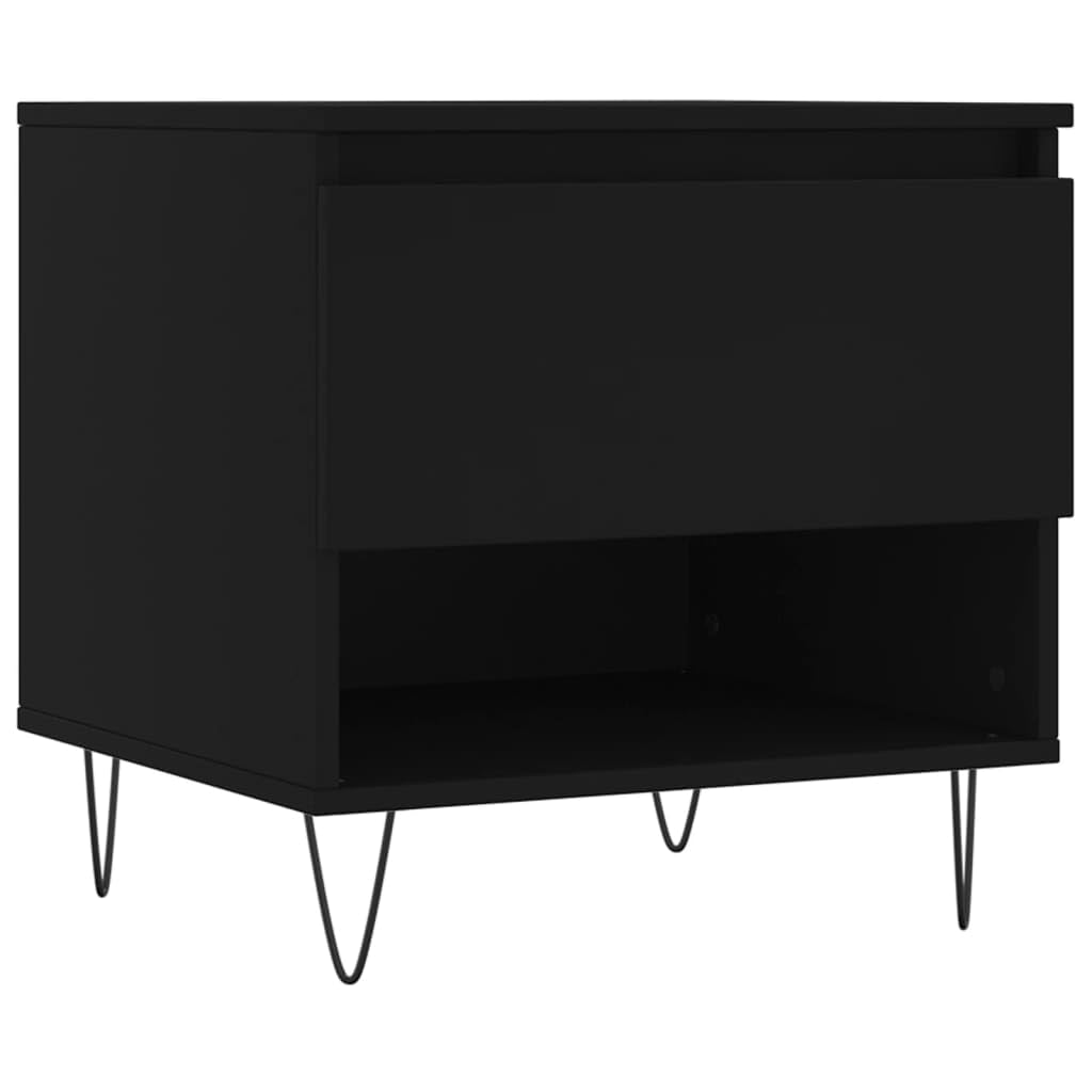 Homgoday Tavolino da caffè nero 50 x 46 x 50 cm, in legno ingegnerizzato, tavolino da tè per soggiorno, sala ricevimenti degli ospiti, camera da letto e ufficio, tipo 3