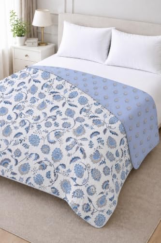 Image of Amazon Brand - Umi Lightweight Cotton AC Dohar Blanket 84x96 Inches | 160 TC Double Bed Quilt | Three Layer Soft Comforter | Summer Special Bedding