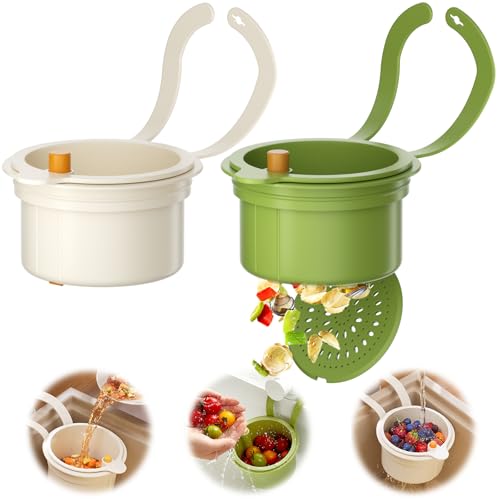 2 Stück Sieb für Spülbecken, Snap-Button Spülbecken Sieb Wasserhahn Hängend, Abnehmbare Waschbecken sieb, Abtropfkorb für Waschbecken, Spülbeckensieb für Waschen Organizer in Küche