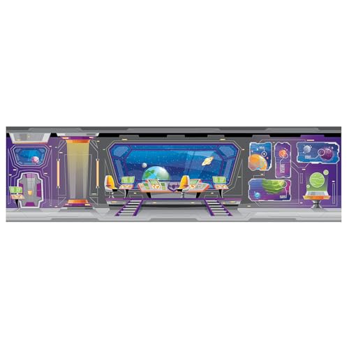 Fun Express God's Galaxy Vbs Large Spaceship Backdrop - Party Decor - Wall Decor - Preprinted Backdrops - VBS Vacation Bible School Supplies/Decor - 7 Pieces