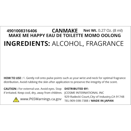 Image of CANMAKE Make Me Happy Eau De Toilette - Rollerball Compact Scent Perfume - 0.3 fl oz (8 ml) (Momo Oolong)