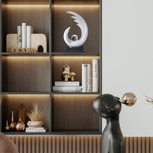 FJS Modern White Statue, Resin Shelf Decor, Abstract Art Sculptures for Living Room, Bookshelf, Dining Room, Office, Coffee Table, TV Stand - Image 5