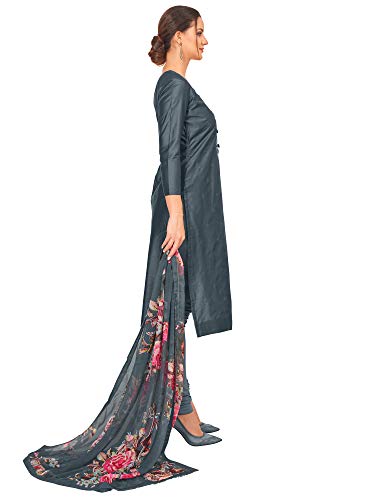 Image of AKHILAM Women's Chanderi Cotton Embroidered Unstitched Salwar Suit Material(Red 32DMK80 Parent)