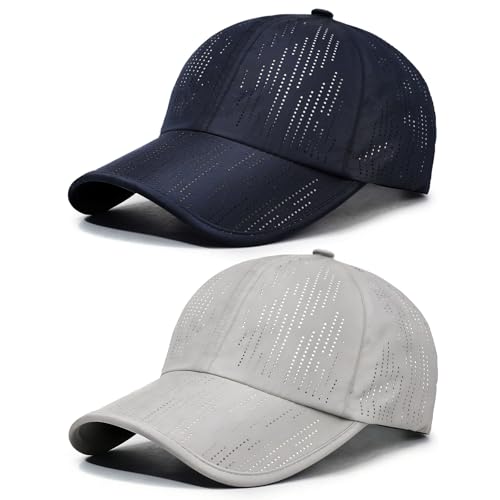 AYPOW Casquette de Baseball Séchage Rapide Homme Femme,2 Pcs Casquette Running de Extérieur Sport Respirantes Légère Anti UV Chapeau Soleil Réglable...