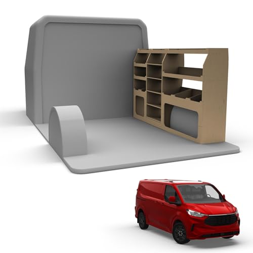 Van Racking fits Ford Transit Custom (Short (L1) Wheelbase) Plywood Easy Self Assemble Tool Storage Shelving - Fitting Fixtures Included - (Driver Side)