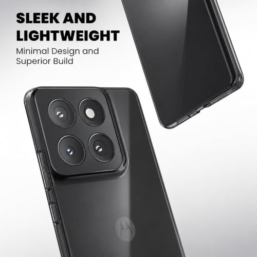 Image of VONZEE Compatible with Motorola Moto Edge 70 Pro 5G Back Cover Case Clear,[ Anti Yellow ][Military Grade Protection] Hard PC Back Cover Transparent-Black
