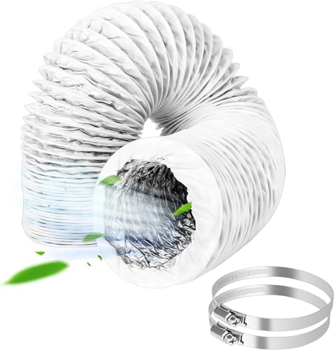 CTDMJ Abluftschlauch Ø100mm, 3m Flexibel PVC Alurohr Abluftschlauch Klimaanlage Schlauch Verlängerung Aluflexschlauch mit 2 Schlauchschelle...