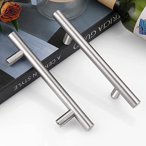 Image of Probrico 20 Pack|4 Inch Modern Cabinet Handles Satin Nickel, Stainless Steel Cabinet Handles Drawer Dresser Pull for Kitchen Cupboard Wardrobe Closet Bathroom Vanity