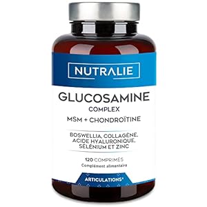 Glucosamine, Chondroïtine, MSM et Collagène | Maintenir des Os Normaux avec la Glucosamine, Chondroitin, le MSM, Collagène, Acide Hyaluronique, Boswellia, Sélénium, Zinc | 120 Comprimés Nutralie