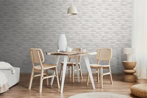 Papier peint effet pierre pour salon et cuisine moderne blanc gris