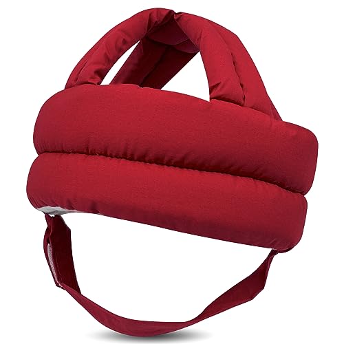 Image of Baby Head Protector Baby Helmet for Crawling Walking, No Bumps Safety Head Adjustable Protective Cap for Walking, Playing (Red)