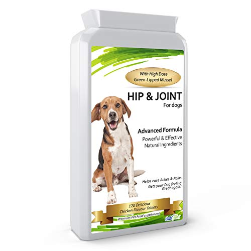 Advanced Hip and Joint Support Glucosamine for Dogs - Powerful Chondroitin, MSM, Curcumin & Green Lipped Mussel Dog Joint Supplement - with Vitamins E & C, 120 Tablets, made in UK (120 tablets)