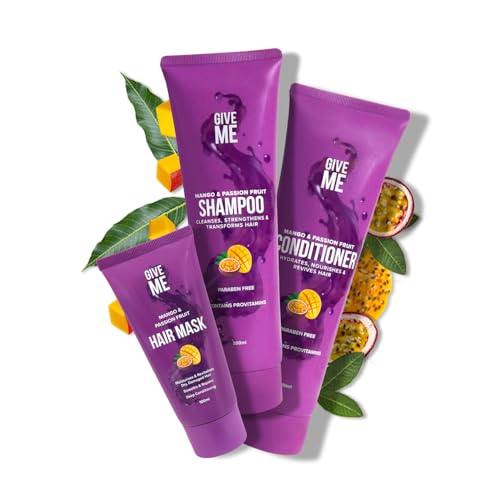Give Me Cosmetics, Shampoo and Conditioner Sets, for Greasy Hair, with Mask, Mango & Passion Fruit, Paraben Free, Haircare Gift Set for Teenage Girls Women