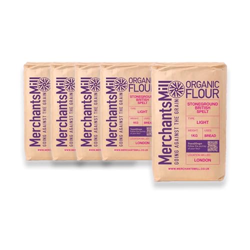 Merchants Mill Organic Stoneground Light Spelt Flour 1Kg I Pack of 5