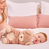 Nuby Mój uspokajający miś - Dobranoc Pluszowa - Muzyczna i świecąca lampka nocna dla niemowląt - Lampka nocna dla niemowląt Biały Dźwięk - Prezent z okazji narodzin dziewczynki i chłopca Noworodek