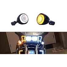 Smoked Motorcycle Switchback Front LED Turn Signals with Relocation Kit Bullet Running Lights Compatible with Dyna Street Glide Softail Harley Sportster 883 1200 Touring Road King 1986-2024
