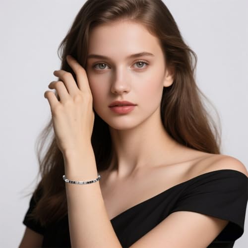 JYNXOR Bracelets Perles pour Femmes Hommes Bracelets Pierre Naturelle Obsidienne Bracelet d'amitié Bracelet Acier Inoxydable Cadeaux pour Femmes Ajustable Perle Bracelets Femmes Cadeaux Bijoux – vue 3