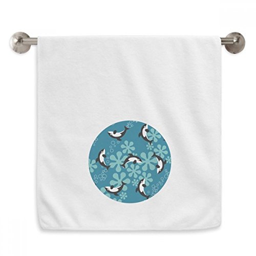 Serviette débarbouillette dessin animé dauphins bleu vagues - 2