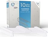 RSR-Hangers® Hosenbügel 10 Stück Weiß PUC Hosenspanner XL Kleiderbügel Kunststoff 42 cm | rutschfeste gummierte und verstellbare Klammern | 360° drehbarer Haken | platzsparend | Made in Germany