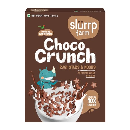 Image of Slurrp Farm FREE Pancake Mix with Choco Crunch Cereal | No Maida, No Refined Sugar, No Added Colour | Ragi Stars and Moons | Healthy Breakfast for Kids | 400g + 50g Free