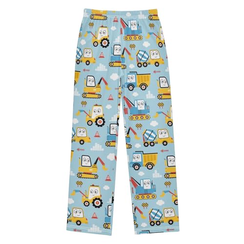 Cartoon Cargo Crane Boys Long Pants Soft Trousers Elastic Waist Kids Lounge Bottoms with Pockets S-XL