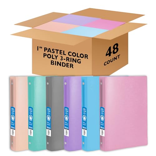 BAZIC Products 3 Ring Binder – Assorted Pastel Color, Soft