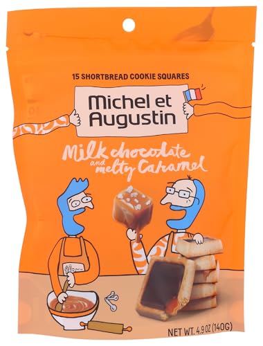 Michel et Augustin Cookies, Individually Wrapped Snacks, Gourmet Milk Chocolate & Caramel Shortbread, 15 French Butter Cookies