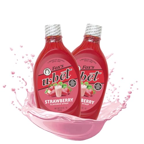 FOX'S U-BET Strawberry Syrup, Brooklyn Original, Kosher, 20 oz, 2-Pack