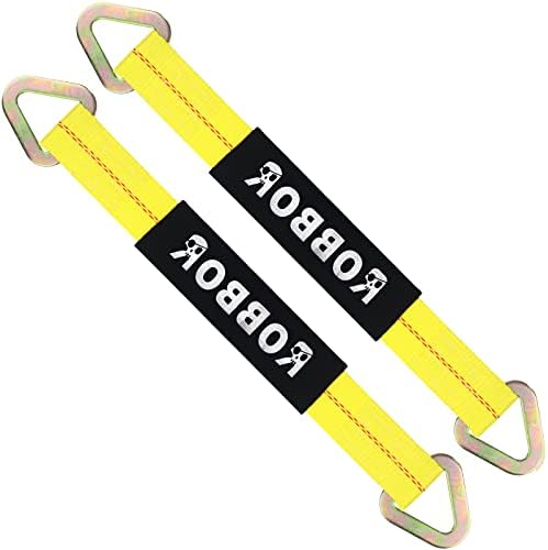 Robbor Axle Strap with D-Ring and Protective Sleeve 36 in. x 2 in Axle Tie Down Straps Offer 3333 Lb. Capacity (WLL) 10,000 Breaking Strength Heavy Duty Car Axle Tow Straps