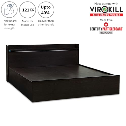 Image of DELITE KOM Plum Engineered Wood Queen Box Bed (Finish Color Flowery Wenge Delivery Condition Knockdown)