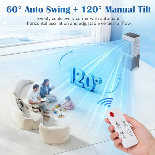 Portable Air Conditioner, 7.9 Gal Portable AC Unit Cooling Fan, Fast Cooling Evaporative Air Cooler with Remote & Timer, 3 Speed Windowless air conditioner for Bedroom, Garage,Pati image 8