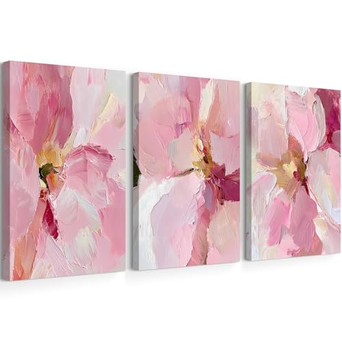 Abstract Floral Wall Art Pink Flower Canvas Pictures Modern Wall ...