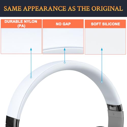Image of SOULWIT Top+Bottom Headband Cover Kit for Beats Studio 3 & Studio 2 Wired & Wireless Headphones, Replacement Headstrap Pad Repair Part with Durable Silicone and Plastic - Studio3 White