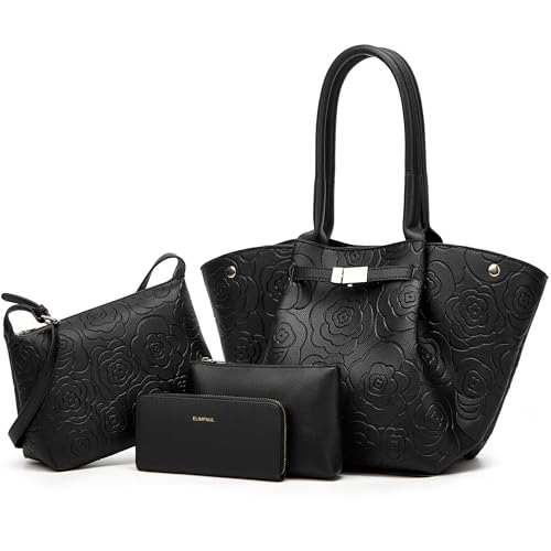 4-Piece YTL Women's Floral Leather Vegan Handbag Set (Various Colors) - image 1