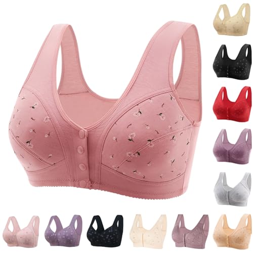 Front Closure Bras for Older Summer Outfits Womens Clothes Women Daisy Snap Bra no Underwire Cotton Brassiere Woman