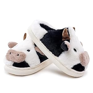 Toddler Cow Slippers Kids Fuzzy Slippers Cute Animal Slippers, Toddler House Slippers Girls Kawaii Cow Cotton Slippers