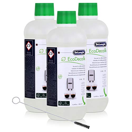 3x EcoDecalk von Delonghi für Kaffeevollautomaten Entkalker und eine Delonghi Reinigungsbürste