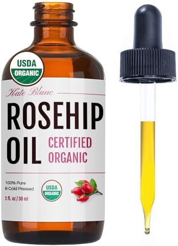Kate Blanc Cosmetics Rosehip Oil for Face & Softer Glowing Skin (1oz, Organic, Pure, Cold Pressed)...