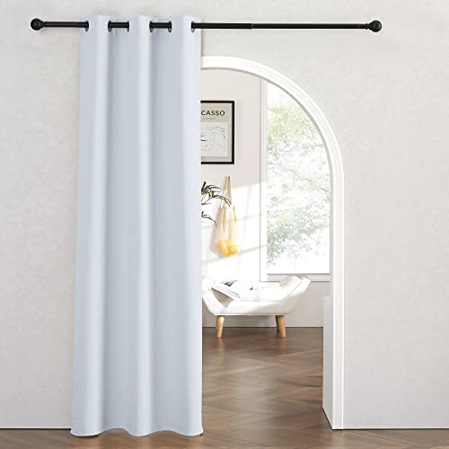 Image of RYB Home Blackout Curtains Thermal Insulating Privacy Temporary Door Curtains for Bedroom Closet Doorway Accordion Door Interior Living Room Kids Nursery Dining, Wide 60 x Long 90 inch, Greyish White