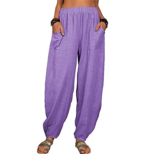 Pantalon élastique taille haute femme large fluide travail loisirs